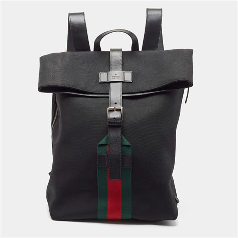 gucci black leather drawstring closure|Gucci Black Techno Canvas Web L'Aveugle Par .